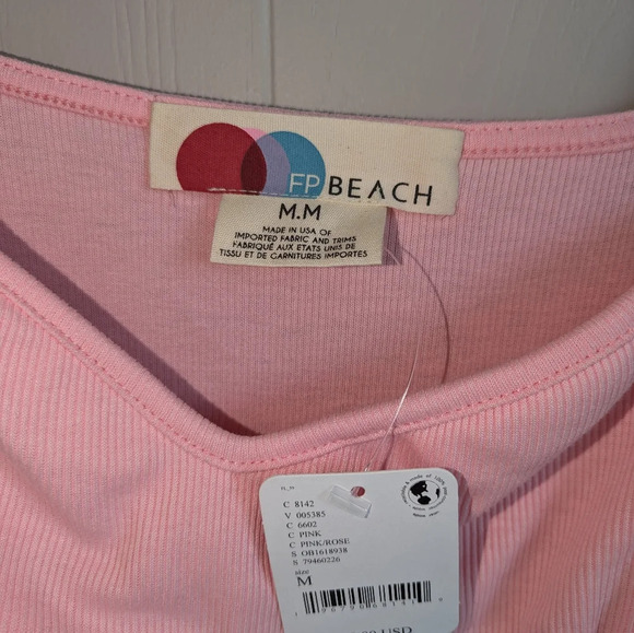 Free People Beach Bel Air Midi‎ Dress Pink  Medium Feminine Resort Date Sundress - Picture 7 of 9